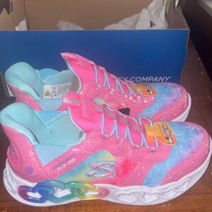 NWT Skechers Vibrant Pink and Blue Light Up Kids' Sneakers